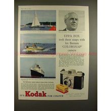 1959 Kodak Bantam Colorsnap Camera Ad w/ Uffa Fox!!