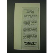 1965 Lockheed Missiles & Space Company Ad - The True Scientist