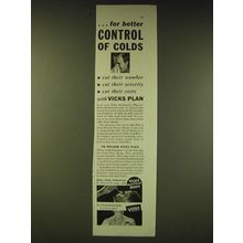 1933 Vicks Nose & Throat Drops and VapoRub Ad - for better Control of Colds