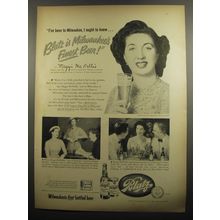 1951 Blatz Beer Ad - Maggi McNellis - I've been to Milwaukee, I ought to know