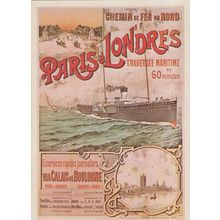 Paris A Londres Boulogne French Ship Travel Poster Postcard