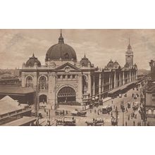 Flinders Street Railway Station Melbourne Australia Old Postcard