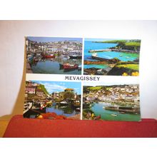 multiview, MEVAGISSEY, CORNWALL . used postcard by John Hinde 1991 pm =