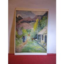 STREET IN TAHITIAN VILLAGE by Paul Gauguin unused postcard Medici Society art =