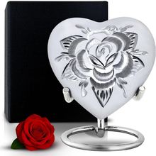 Mini Urns for Human Ashes - Heart Urn for Ashes - Funeral Rose Engraved Small Ur