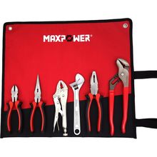 MAXPOWER Wrench and Pliers Set, 6 Piece Kitbag. 7" Locking, 10" Groove Joint, 8"