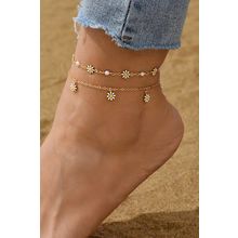 Gold Daisy & Pearl Chain Anklet