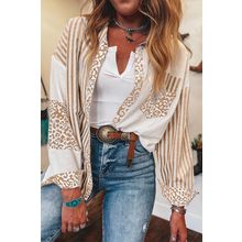 Khaki Leopard Striped Western Casual Shirt