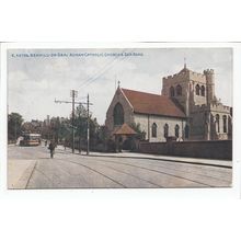 Roman Catholic Church and Sea Road Bexhill-on-Sea Postcard East Sussex 46705