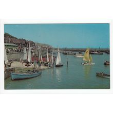 Sailing Yachts in Folkestone Harbour Kent Postcard N514