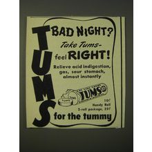 1950 Tums Medicine Ad - Bad night?