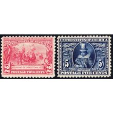 329-30, Unused (No gum) 2¢ & 5¢ Pilgrim Issue CV $182 - Stuart Katz