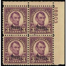 672, Mint VF XLH 3¢ Plate Block of Four - Stuart Katz