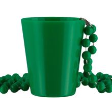 Unlit Up Green Shot Glass on Green Beaded Necklaces for Mardi Gras