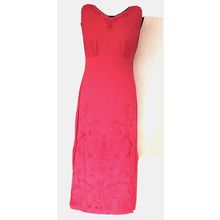 Chintoo Creations Red Embroidery Midi Dress 100% Cotton Size 10 UK