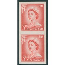 New Zealand 1956 3d vermilion SG748var imperf plate proof pair