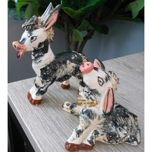 Mid century, black / white donkey, salt/ pepper shakers, Japan