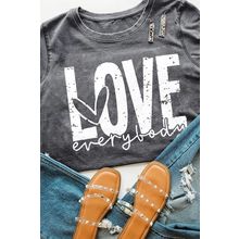 Gray LOVE everybody Graphic T-shirt