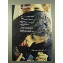 1972 De Beers Diamonds Ad - She Worked For Awhile