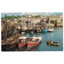 BRIXHAM HARBOUR, DEVON used vintage postcard 1966 postmark =