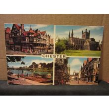 multiview, CHESTER CHESHIRE used vintage postcard by J. Salmon 1972 pm =