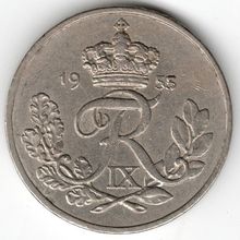 Denmark : 10 Ore 1955