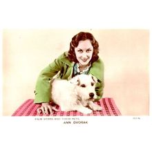Ann Dvorak Film Stars & Their Pets Real Photo Valentines Postcard