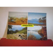 multiview, DERWENTWATER, CUMBRIA used postcard by J Arthur Dixon 1992 =