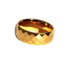 Tungsten Carbide 8 mm 24K Gold Plated Multi-faceted Band Ring