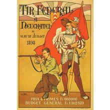 Tir Federa A Neuchatel 1898 Rifle Gun Swiss Poster Advertising Postcard