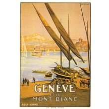 Geneve Harbour Boats Mont Blanc Golf Links 1925 Poster Postcard