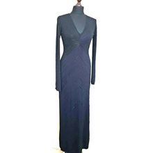 Moda International Black Fine Knit Beaded Long Dress 4 US/ 8 -10 UK