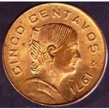 1971 Mexico 5 Centavos Coin