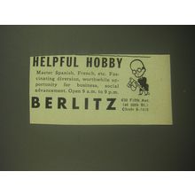 1946 Berlitz School of Languages Ad - Helpful Hobby