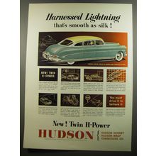 1952 Hudson Hornet Sedan Ad - Harnessed Lightning that's smooth as silk
