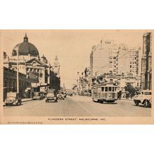 Tram Passing Chemist at Flinders Street Melbourne Australia Old Postcard