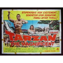 TARZAN THE MAGNIFICENT (1960) U.K. Vintage Quad ***Gordon Scott, Jock Mahoney***