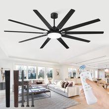 84 Inch Industrial Ceiling Fans with Lights, Large Ceiling Fan with Quiet DC Mot