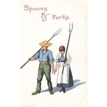 Spoon Garden Fork Farm Farmer Rake Old Postcard