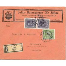 Austria 1919 Illustrated Letter #171 pair RARE to Gothenburg Sweden, Stationery
