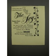 1951 Hotel Drake Ad - A dining place with a pleasing purpose - The Ivy