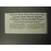 1971 Preparation H Ointment Ad - Doctors' tests show how you can actually help