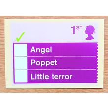 POSTCARD: MULTIPLE CHOICE - ANGEL, POPPET, LITTLE TERROR: 2003