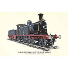 Caledonian Railway 4-2-2 Locomotive Train Postcard