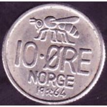 1964 Norway 10 Ore Coin