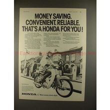 1977 Honda C50 Motorcycle Ad - Money Saving, Reliable!
