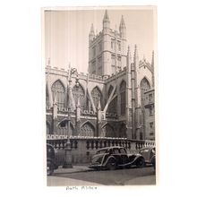 BATH ABBEY & VINTAGE CARS unused vintage postcard