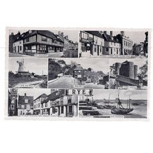 multiview, RYE, EAST SUSSEX vintage used vintage postcard 1977 postmark =