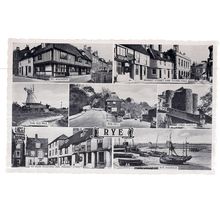 multiview, RYE, EAST SUSSEX vintage used vintage postcard 1977 postmark /