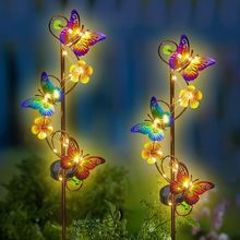 Solar Garden Lights Butterfly Garden Decor Outdoor Waterproof Metal Butterfly De